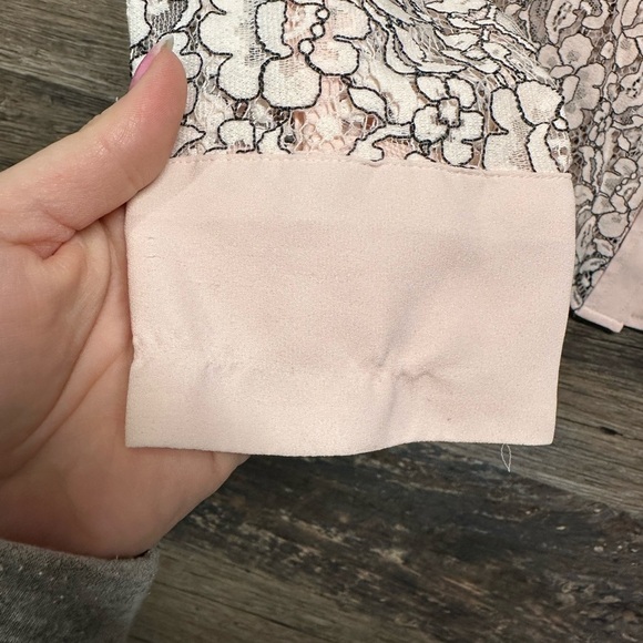 J. Crew Cream Pink Lace Long Sleeve Blouse with Mandarin Collar - Picture 6 of 9